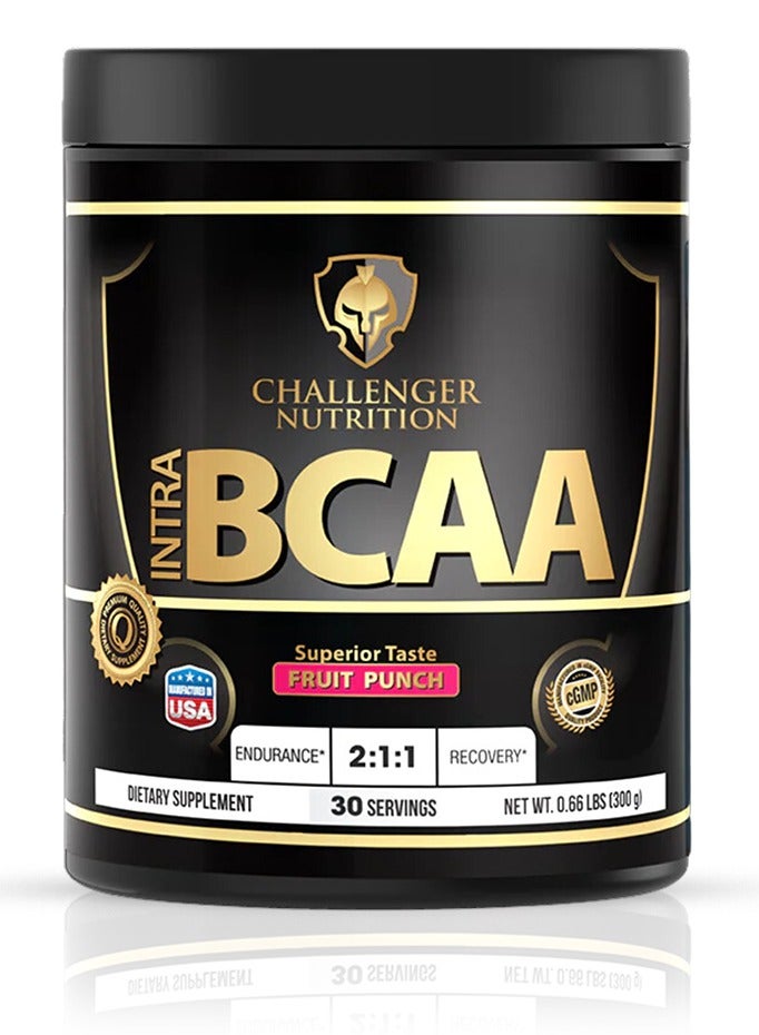 Challenger Nutrition BCAA 2:1:1 - Muscle Recovery & Growth Formula, Rapid Post-Workout Recovery, Superior Amino Acid Blend, Enhanced Performance, Fruit Punch Flavor, 300g