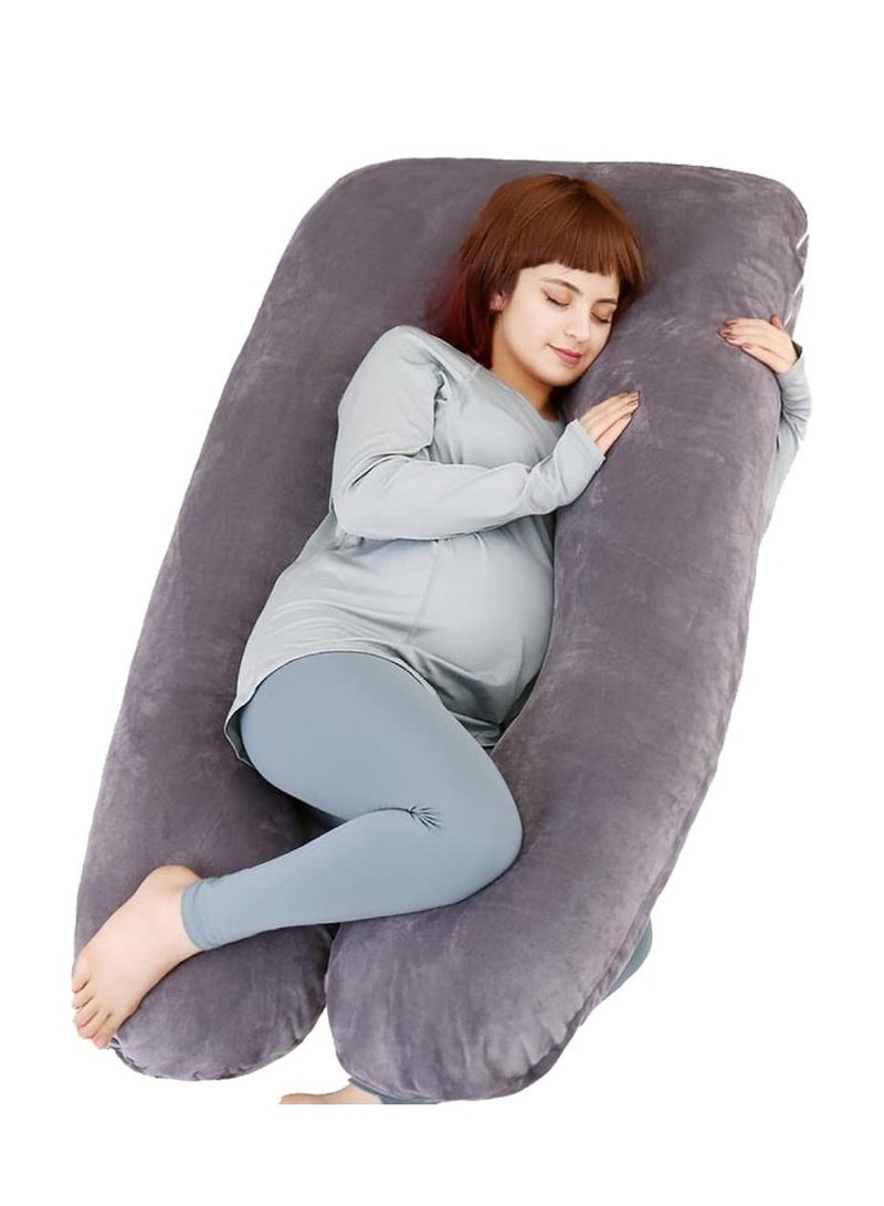 U-Shaped Maternity Pillow Maternity Full Body Pillow Maternity Sleep Pillow For Back Legs and Abdomen Support Grey