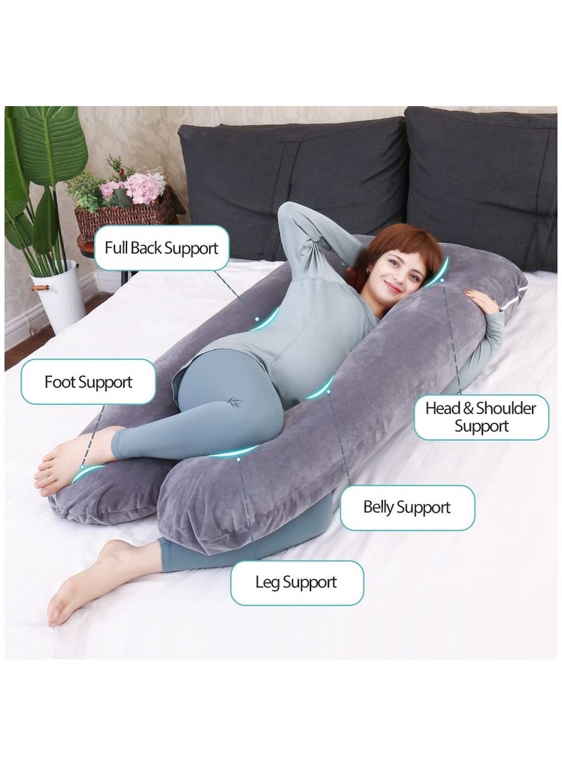 U-Shaped Maternity Pillow Maternity Full Body Pillow Maternity Sleep Pillow For Back Legs and Abdomen Support Grey