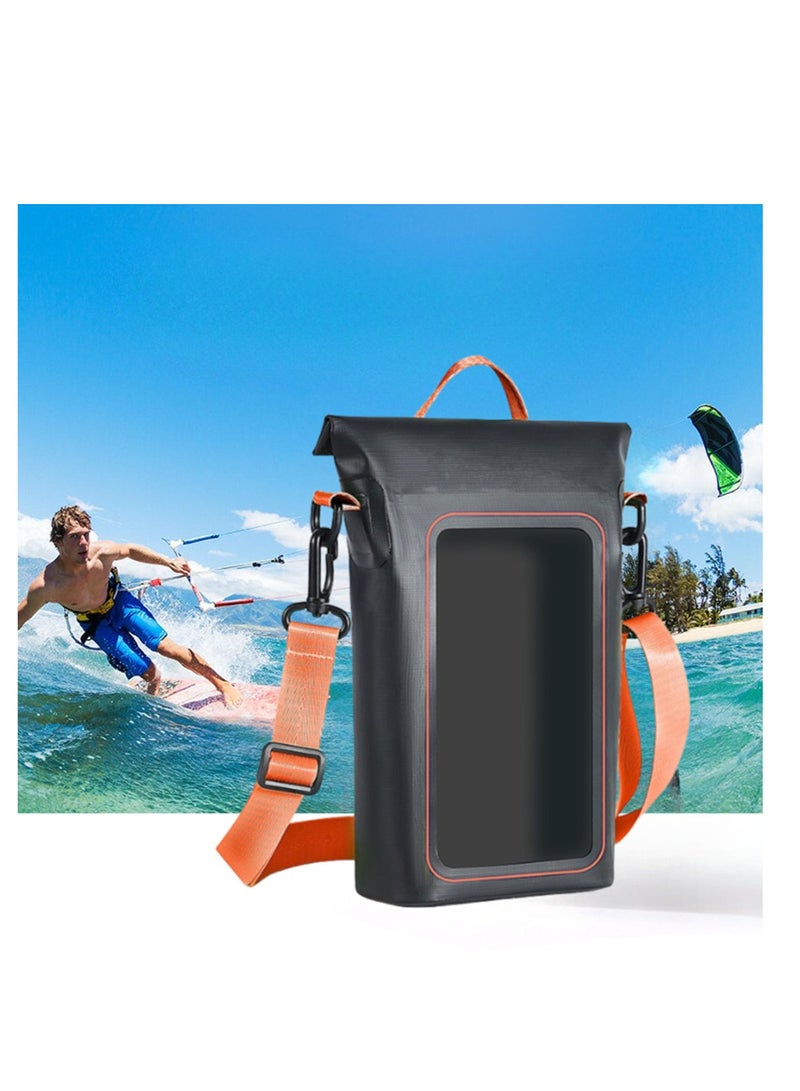 Mobile Phone Waterproof Bag, Boating Waterproof Bag, Waterproof Mobile Phone Bag, Keeps Gear Dry for Kayaking, Rafting, Boating, Swimming, Camping, Hiking, Beach, Fishing.(Black+Orange)