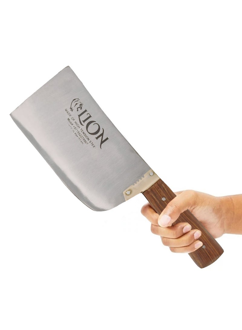 Lion Meat Chopper & Heavy Duty Boning Cleaver for Effortless Meat Prep - High Tension Steel, Razor-Sharp Edge, Comfortable Wooden Grip, Ideal for Chopping, Slicing, and Boning All Types of Meat