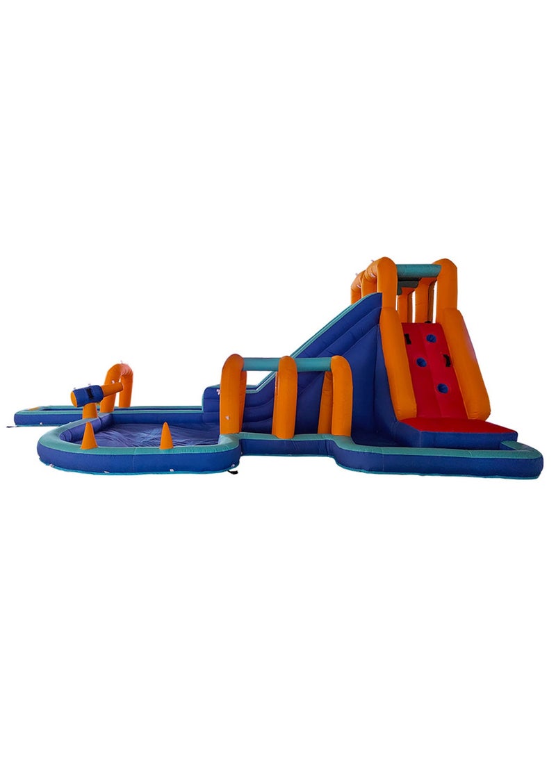 Kids Water Slide Infinity Splash Kids Outdoor Inflatable Mega Water Park with Twin Slide Blower Air Pump Climbing Wall and Water Sprayers