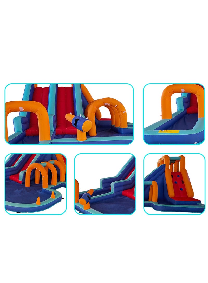 Kids Water Slide Infinity Splash Kids Outdoor Inflatable Mega Water Park with Twin Slide Blower Air Pump Climbing Wall and Water Sprayers