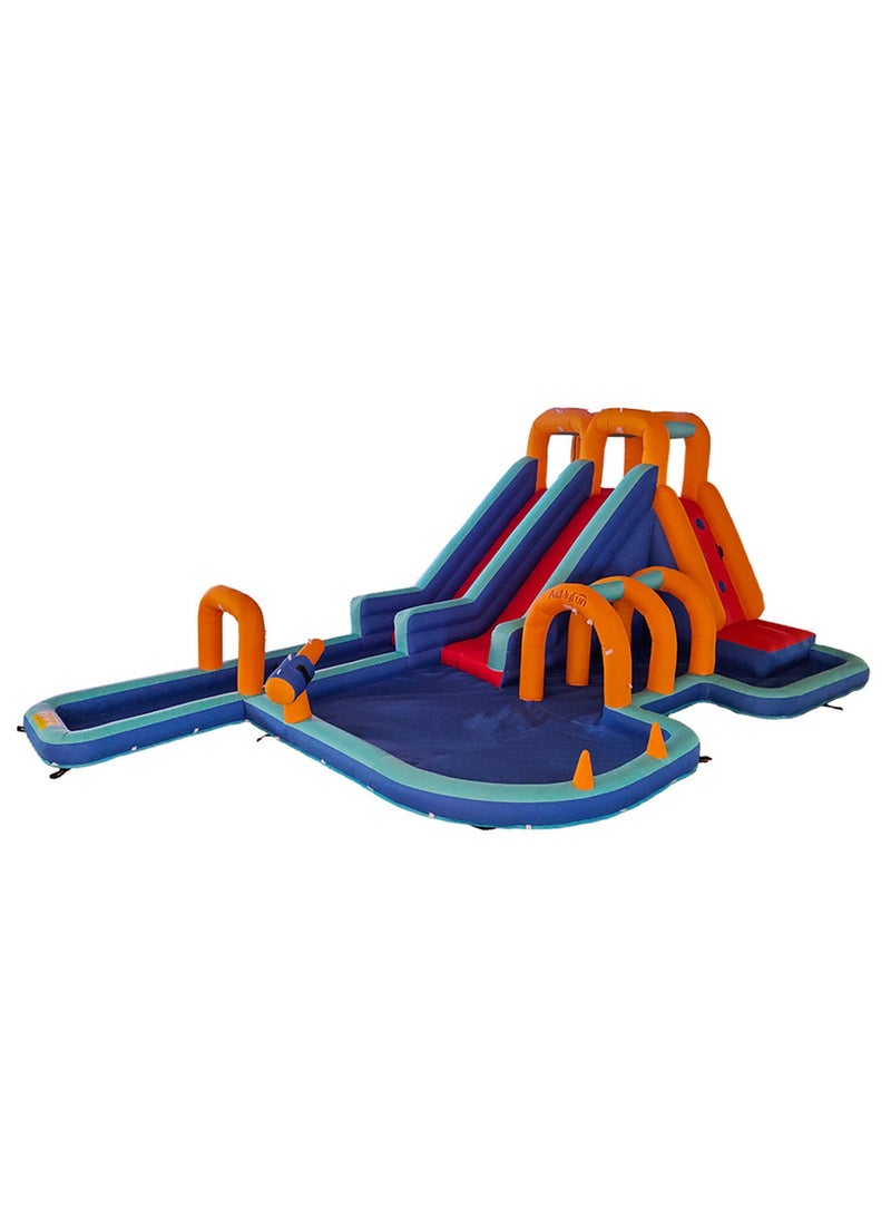 Kids Water Slide Infinity Splash Kids Outdoor Inflatable Mega Water Park with Twin Slide Blower Air Pump Climbing Wall and Water Sprayers