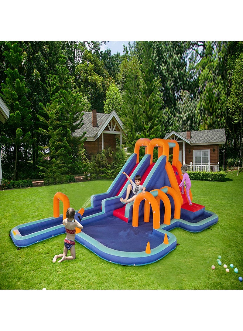 Inflatable Water Slide Kids Waterslide Park Outdoor with Dual Slides for Racing Fun Climbing Blow-up Water Slides