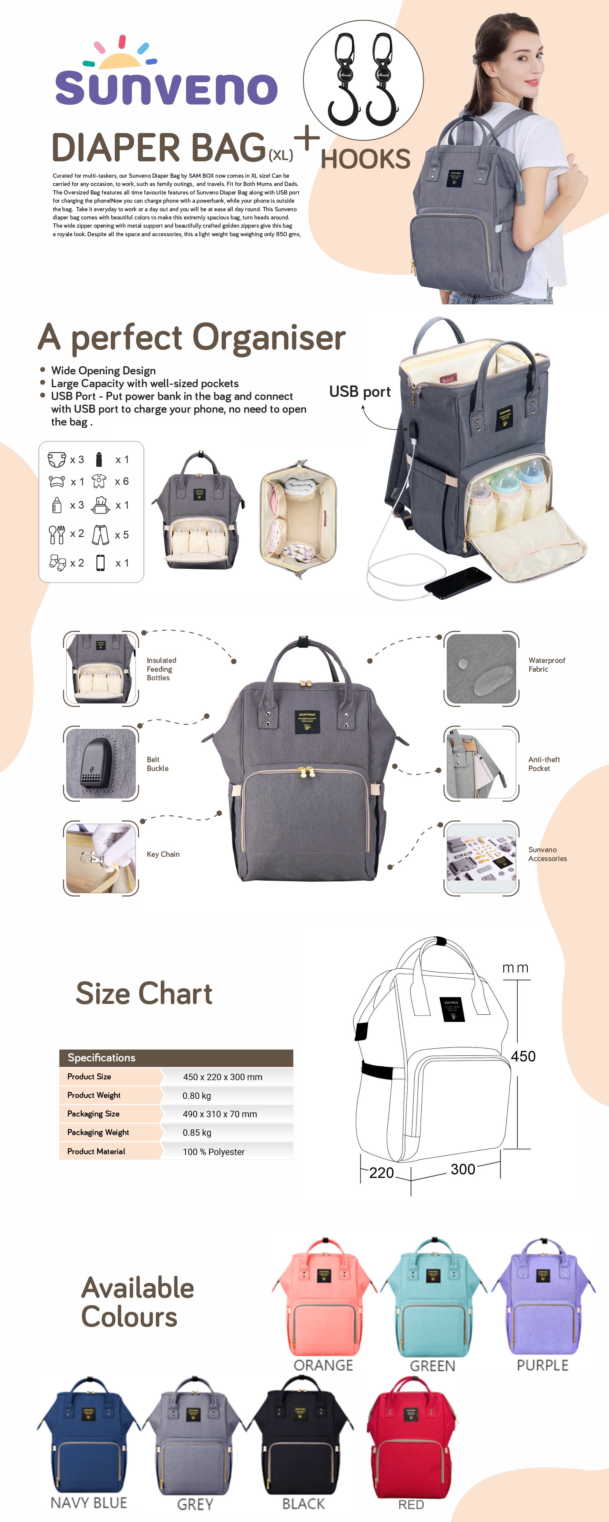 Multifunctional Diaper Bag