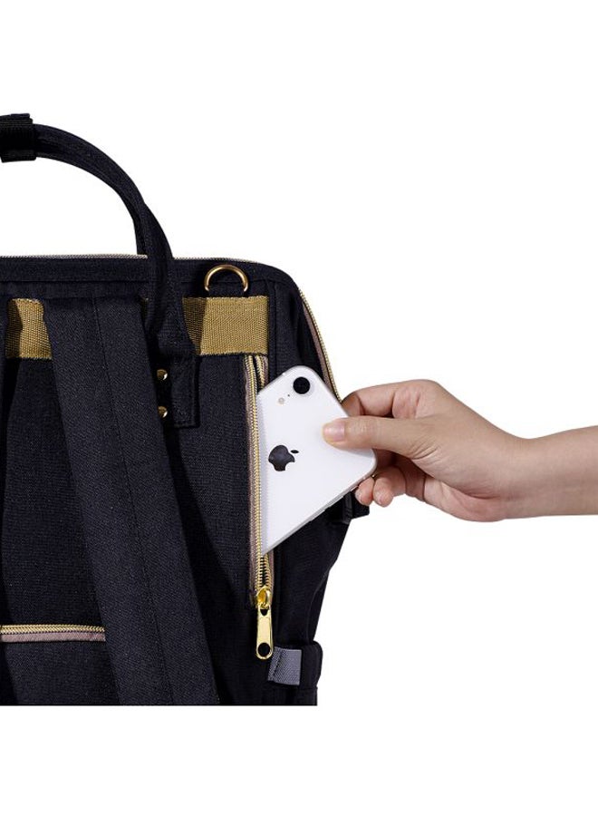 Multifunctional Baby Diaper Bag With Usb And Hooks, Waterproof Pocket, 6-9 Months - Black