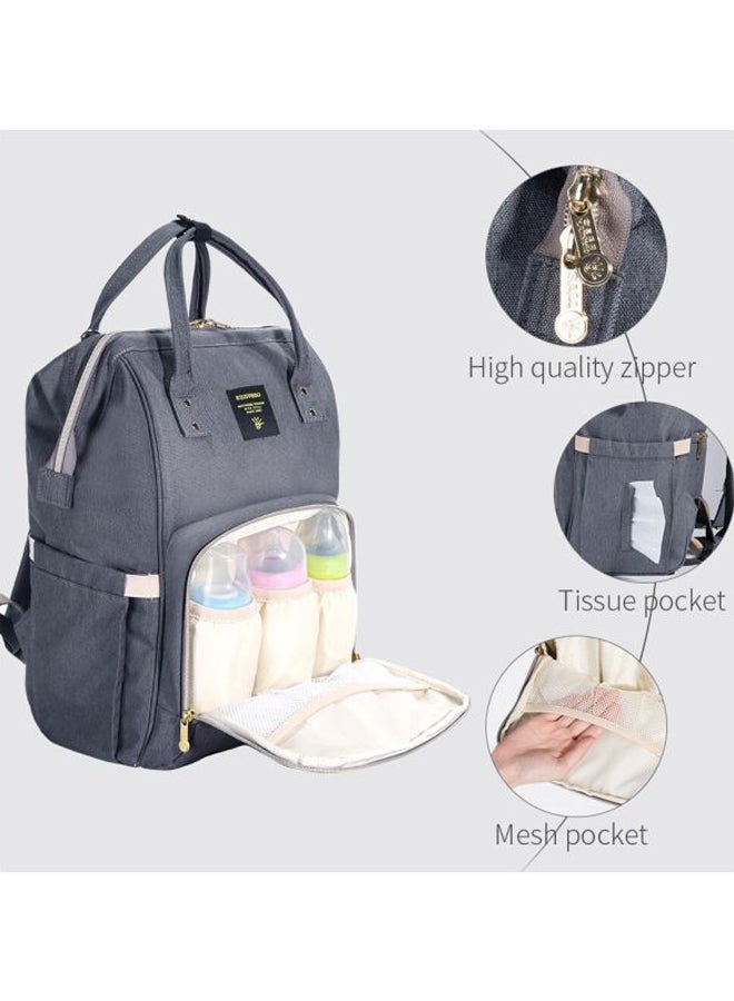 Multifunctional Baby Diaper Bag With Usb And Hooks, Waterproof Pocket, - Grey