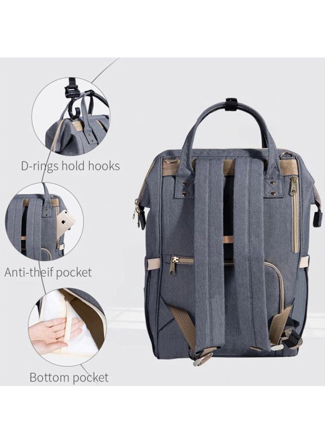 Multifunctional Baby Diaper Bag With Usb And Hooks, Waterproof Pocket, - Grey