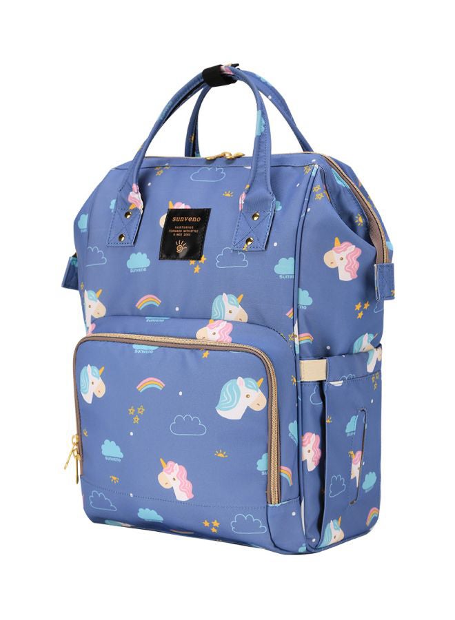 Unicorn Printed Diaper Bag With USB And Hooks, Blue/Pink/Yellow - SN_DP_USBUBHK