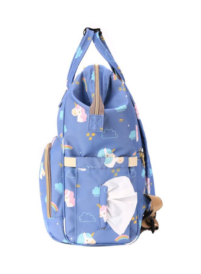 Unicorn Printed Diaper Bag With USB And Hooks, Blue/Pink/Yellow - SN_DP_USBUBHK