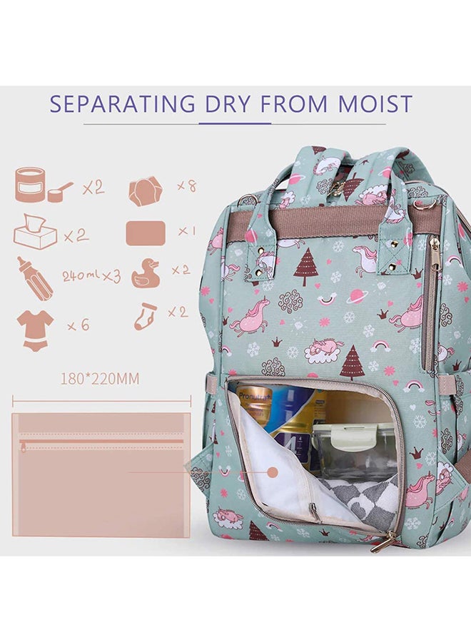 Dream Sky Printed Diaper Bag With Usb And Hooks, Multiple Inner Pockets, Waterproof Pocket, 6-9 Months