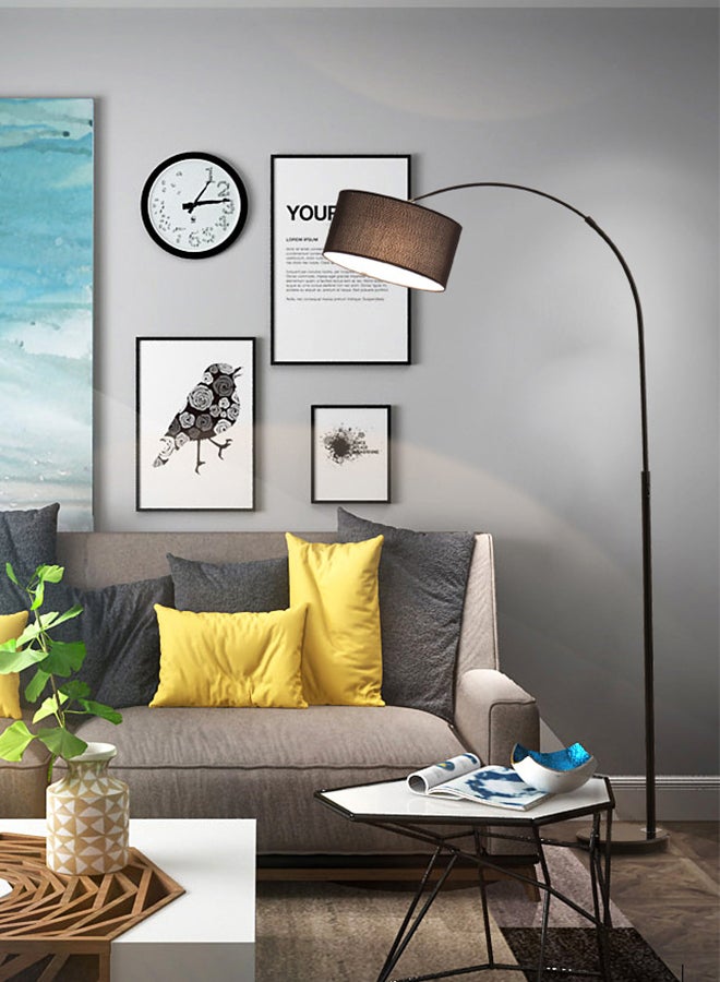 Floor Lamp With Led Bulb Metal 12W Warm Light Black 185x38cm