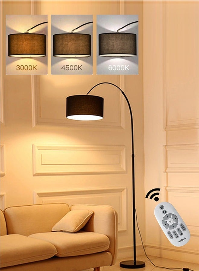 Floor Lamp With Led Bulb Metal 12W Warm Light Black 185x38cm