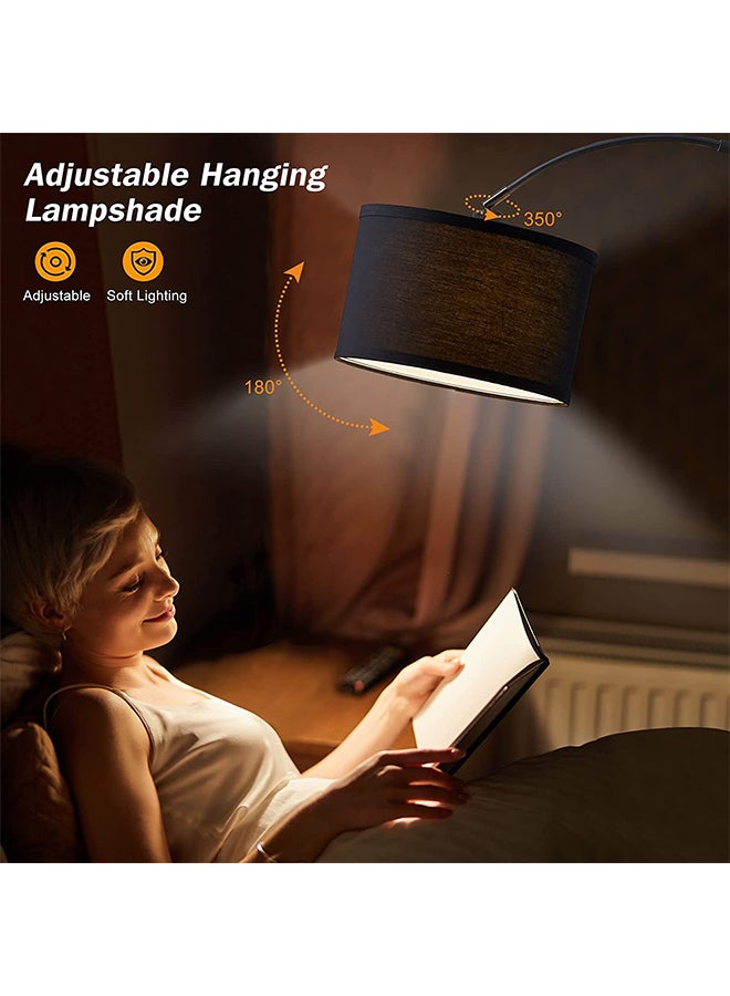 Floor Lamp With Led Bulb Metal 12W Warm Light Black 185x38cm