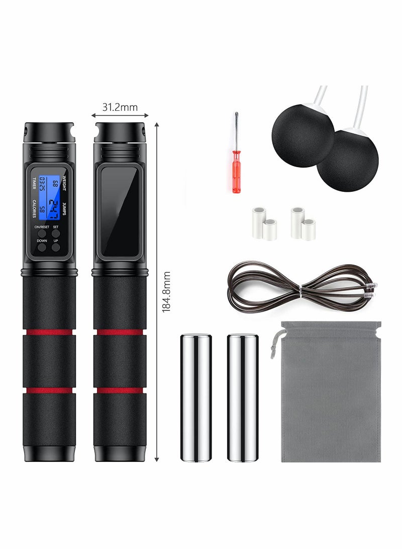 Jump Rope Adjustable Multifun Speed Skipping with Calorie Counter Cordless Digital and Alarm Reminder for Fitness Exercise Workout Boxing MMA Gym Lose Fat