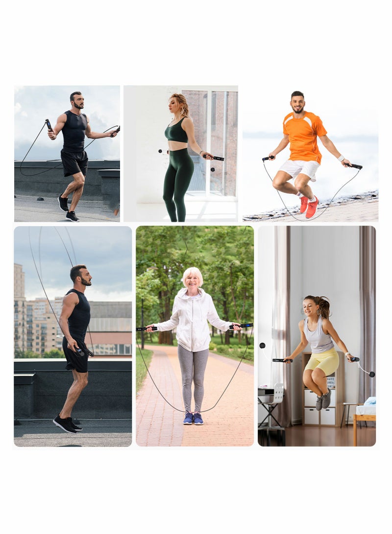 Jump Rope Adjustable Multifun Speed Skipping with Calorie Counter Cordless Digital and Alarm Reminder for Fitness Exercise Workout Boxing MMA Gym Lose Fat