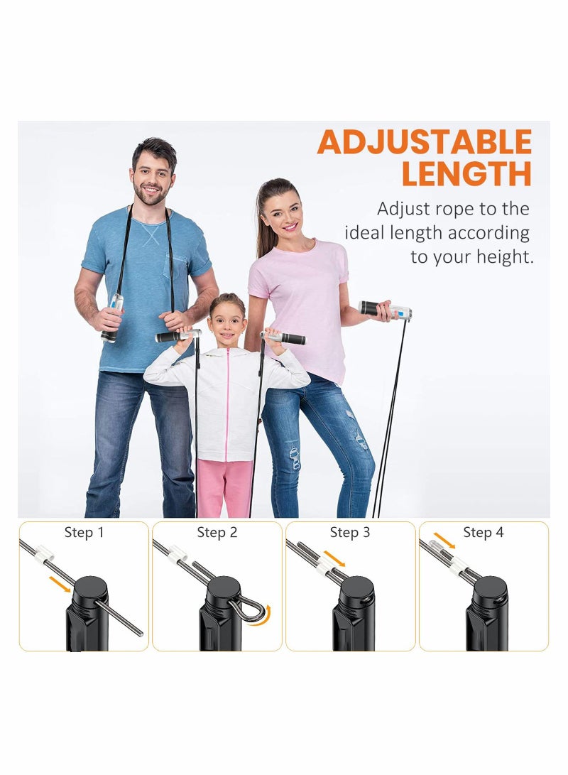 Jump Rope Adjustable Multifun Speed Skipping with Calorie Counter Cordless Digital and Alarm Reminder for Fitness Exercise Workout Boxing MMA Gym Lose Fat