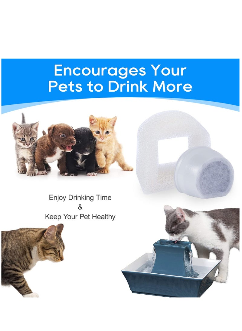 Sponge Filter for Cat Fountain Replacement, Pet Water Fountain Foam Pre-Sponge Filter & Replacement Carbon Filters, Water Dispenser Filter Accessories for Pet Dog Cat Rabbit Drinking Fountain (8+8)