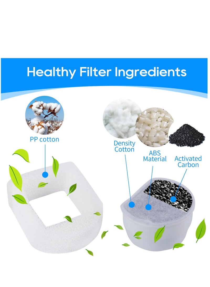 Sponge Filter for Cat Fountain Replacement, Pet Water Fountain Foam Pre-Sponge Filter & Replacement Carbon Filters, Water Dispenser Filter Accessories for Pet Dog Cat Rabbit Drinking Fountain (8+8)