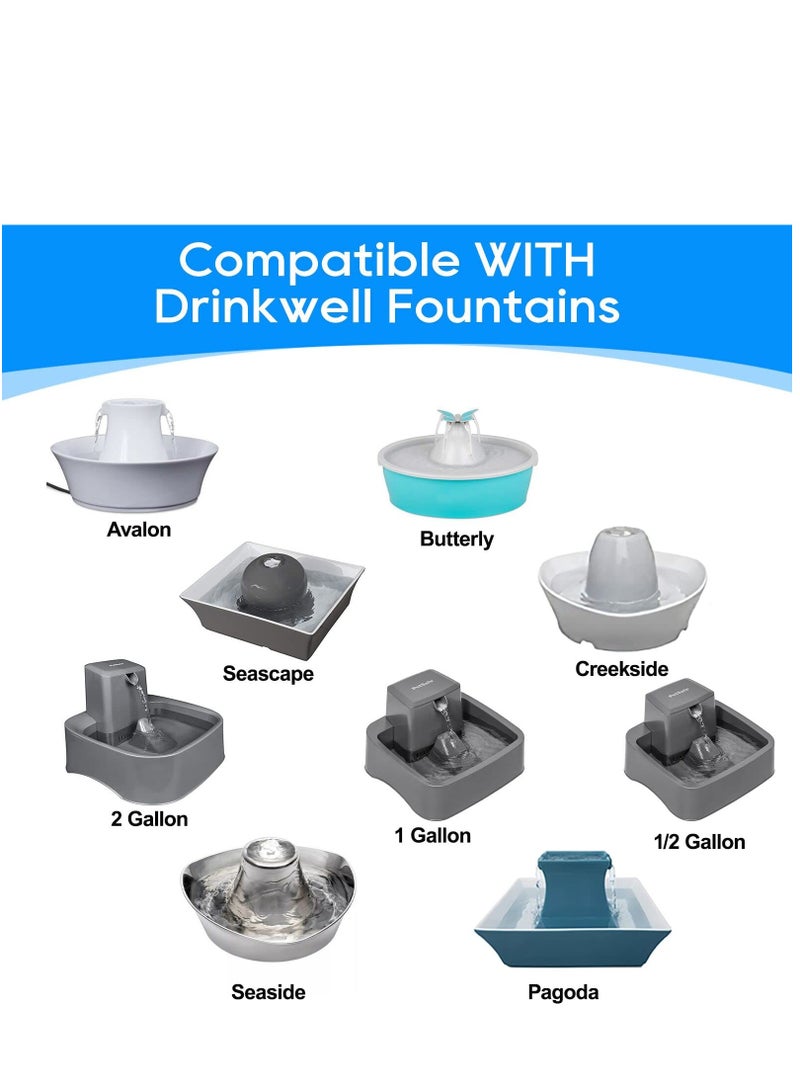 Sponge Filter for Cat Fountain Replacement, Pet Water Fountain Foam Pre-Sponge Filter & Replacement Carbon Filters, Water Dispenser Filter Accessories for Pet Dog Cat Rabbit Drinking Fountain (8+8)