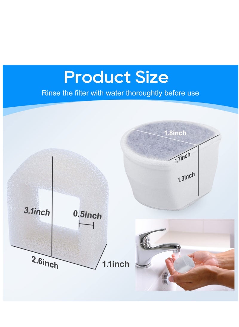 Sponge Filter for Cat Fountain Replacement, Pet Water Fountain Foam Pre-Sponge Filter & Replacement Carbon Filters, Water Dispenser Filter Accessories for Pet Dog Cat Rabbit Drinking Fountain (8+8)