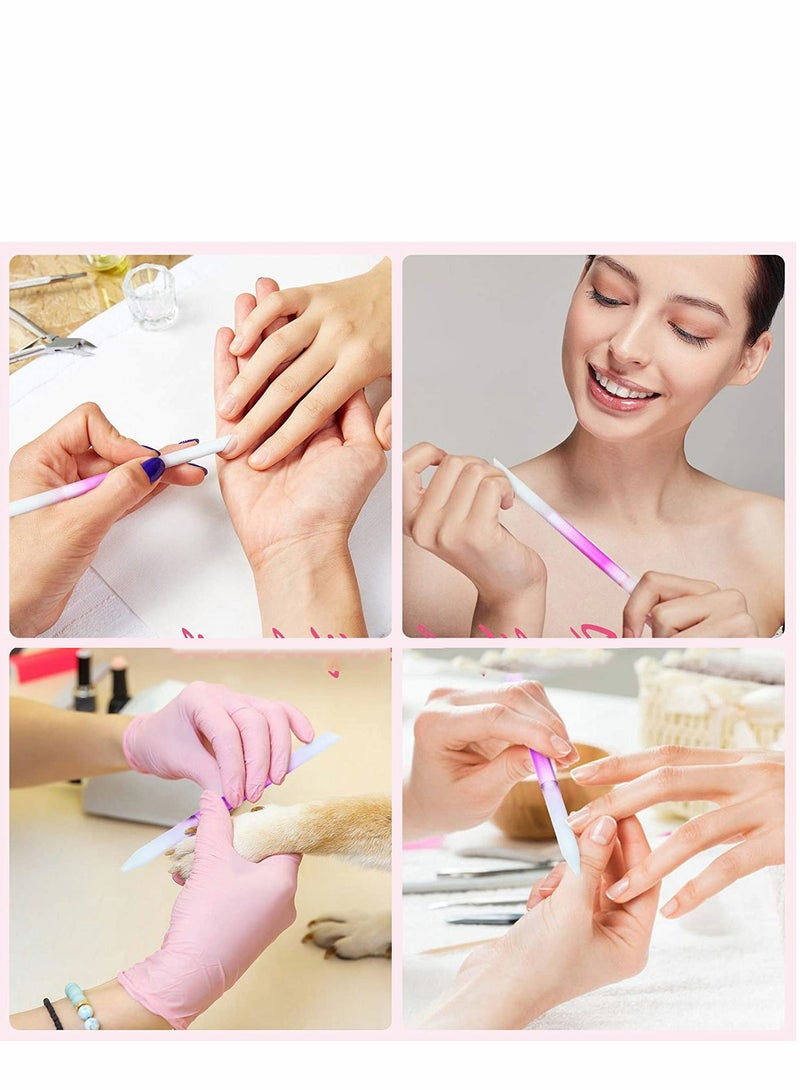 Glass Cuticle Pusher 6 Pieces Manicure Double Sided Trimmer Filing Remover Tool Stick for Women Girls Nail Salons Homes