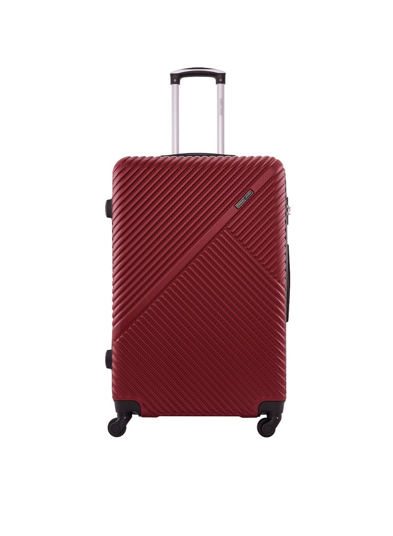 Vizro ABS Hardside Spinner Check In Medium Luggage Trolley 24 Inch Burgundy