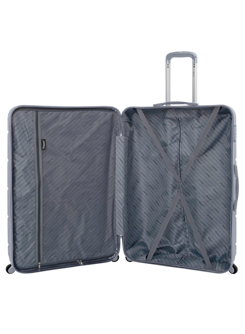 Hard Case Travel Bag Medium Luggage Trolley ABS Lightweight Suitcase with 4 Spinner Wheels A1012 Silver