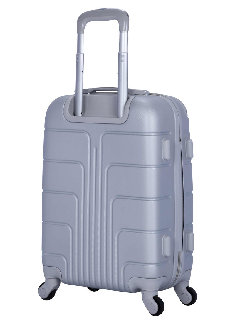 Hard Case Travel Bag Medium Luggage Trolley ABS Lightweight Suitcase with 4 Spinner Wheels A1012 Silver