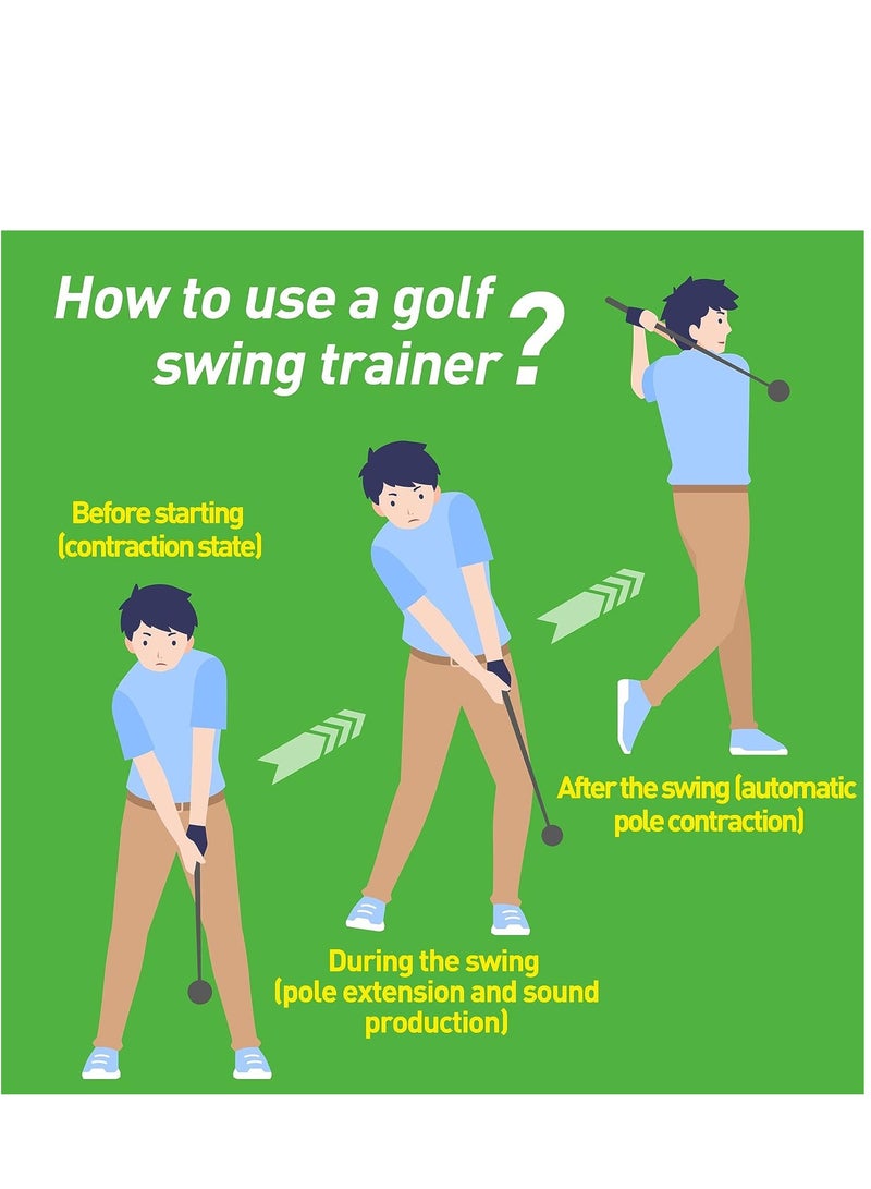 Golf Swing Trainer Stretchable Golf Swing Training Device Aid for Tempo Rhythm Balance and Strength Emitting Swing Rod aids in Practice Lightweight Durable Golf Swing Mas with Ergonomic Grip