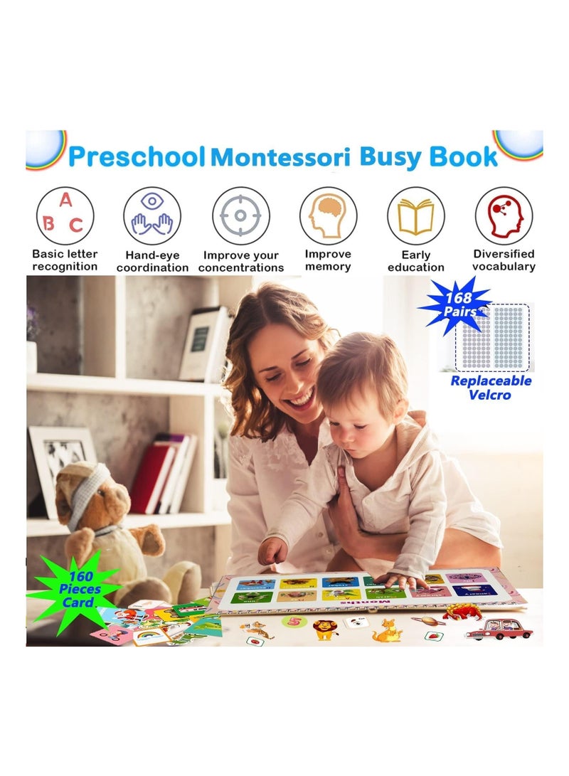 Busy Book for Toddlers, 32 Themes Preschool Montessori Learning Activity Quiet Book, Early Educational Learning Sensory Toys Binder Book for Kids