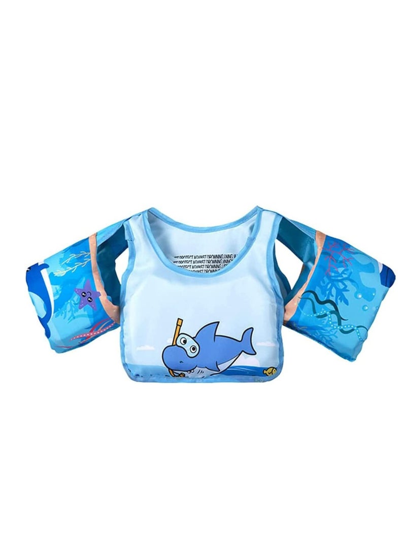 Swim Vest Kids, For 30-55 Pounds Boys and Girls, Toddler Floats with Shoulder Harness Arm Wings Children Safety Buoyancy Vest Baby Arm Foam Drifting Floating Swimming Aid