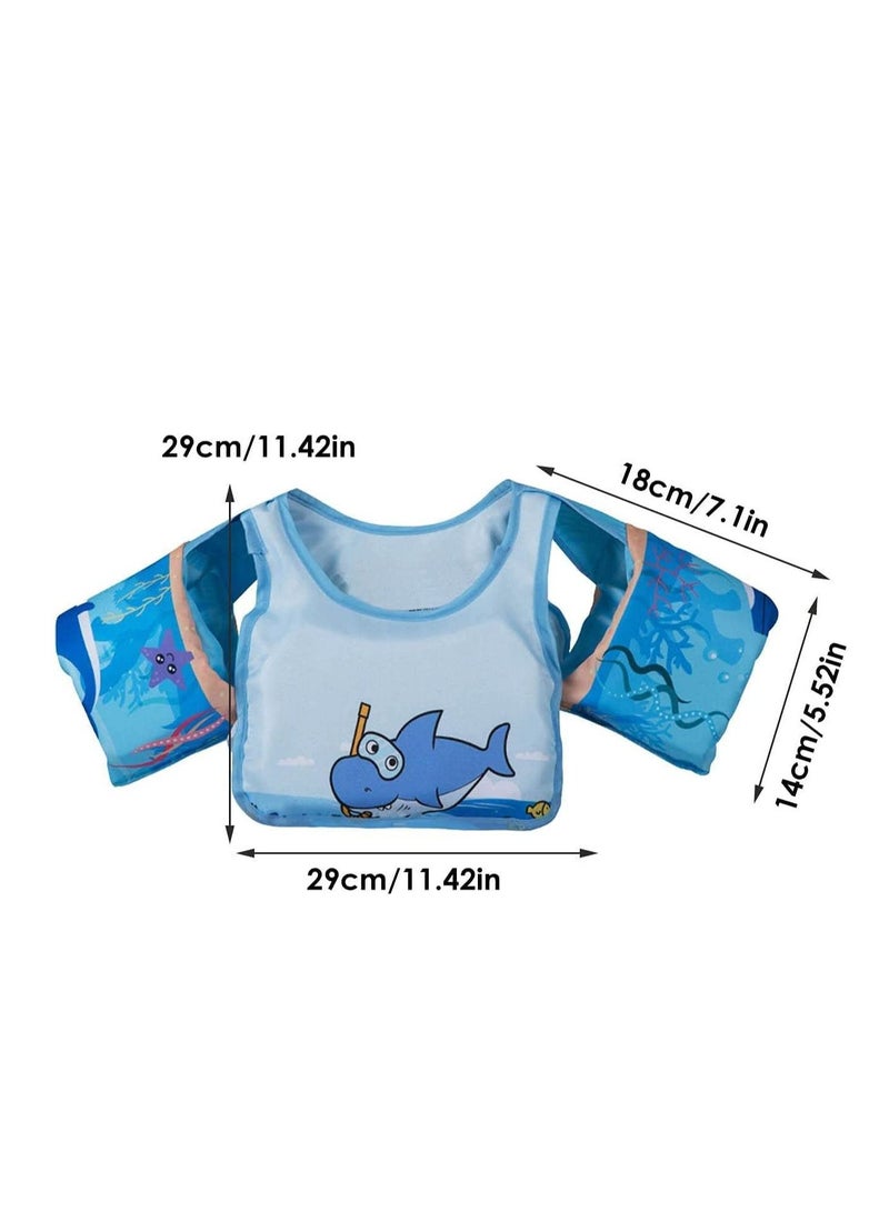 Swim Vest Kids, For 30-55 Pounds Boys and Girls, Toddler Floats with Shoulder Harness Arm Wings Children Safety Buoyancy Vest Baby Arm Foam Drifting Floating Swimming Aid