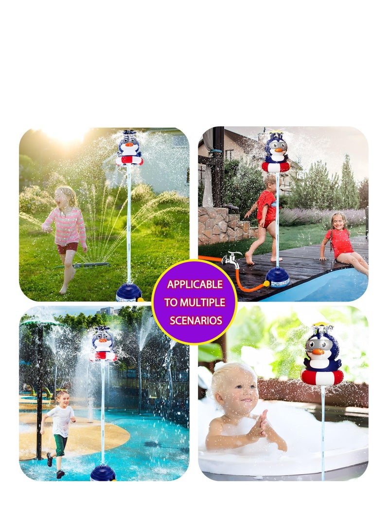 Water Rocket Sprinkler for Kids, Outdoor Games Yard Sprinkler Toy, Water Toys Kids Sprinkler, Sprinkler Rocket Launcher, Summer Fun Sprinkler Rocket for Toddler Ages 3+ Gift Ideas (Penguin)