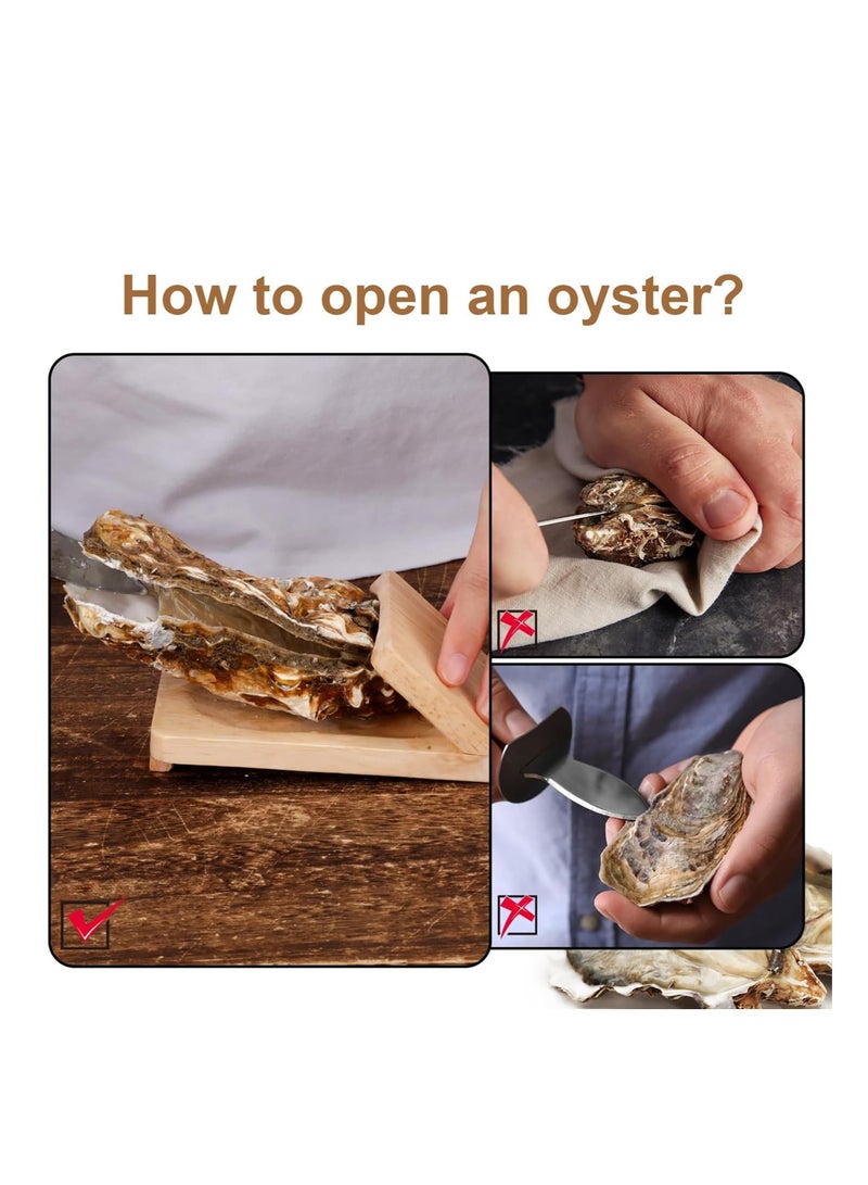 Oyster Shucking Clamp, Shucker Tool Wood Oyster Holder, Opener Shucking Block, Wooden Seafood Shucking Clip, Z-shaped Design, Multifunctional Tool, for Kitchen Home Outdoor Barbecue Camping (3PCS)