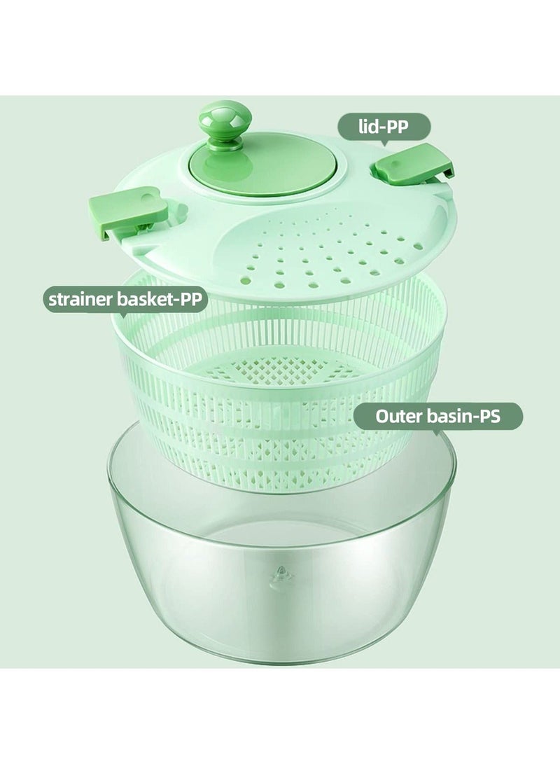 Salad Spinner with Bowl 4.2L Large Vegetable Dryer for Kitchen Salad Washer with Secure Lid Lock Rotary Handle Easy to Clean Fruit and Vegetable Dryer Green