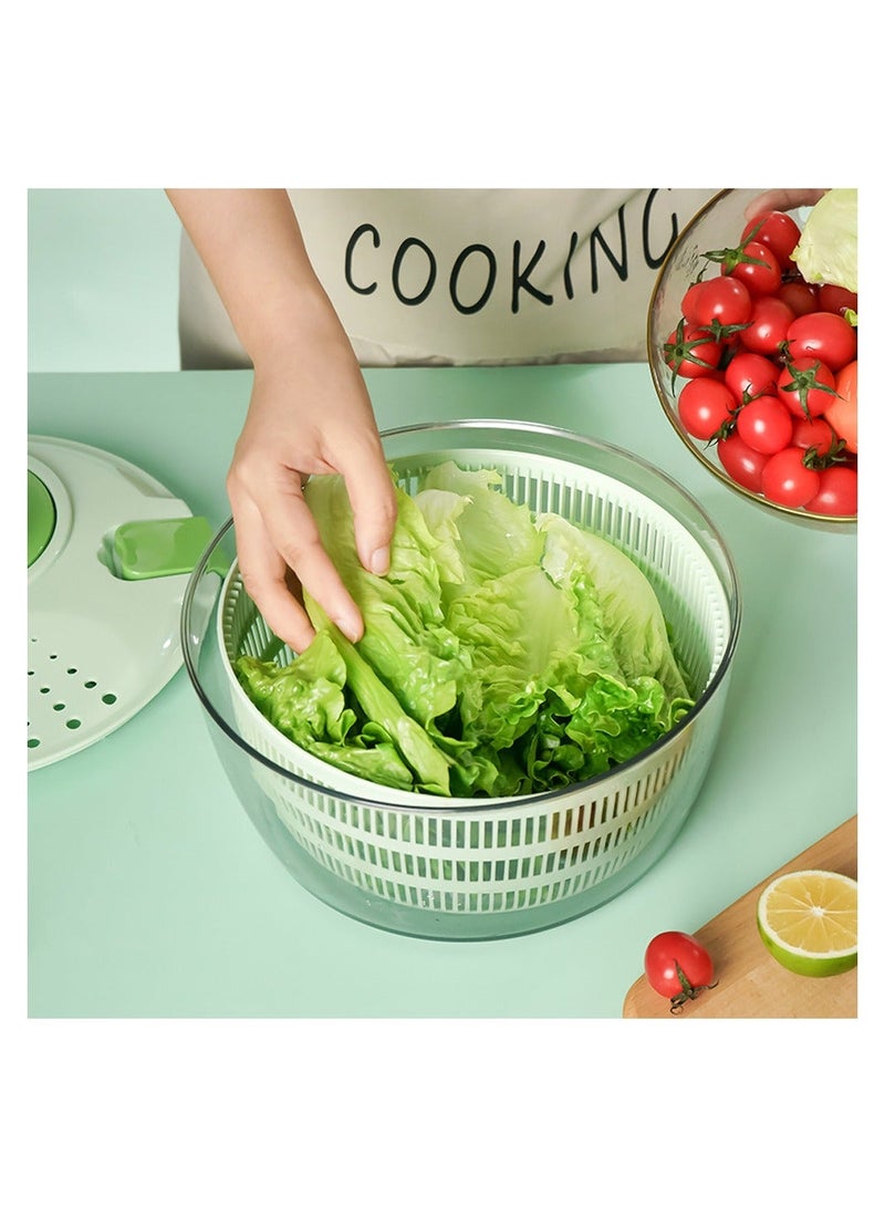 Salad Spinner with Bowl 4.2L Large Vegetable Dryer for Kitchen Salad Washer with Secure Lid Lock Rotary Handle Easy to Clean Fruit and Vegetable Dryer Green