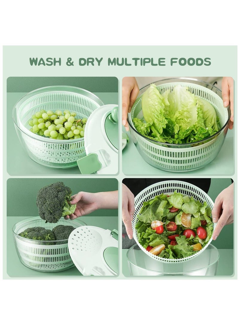 Salad Spinner with Bowl 4.2L Large Vegetable Dryer for Kitchen Salad Washer with Secure Lid Lock Rotary Handle Easy to Clean Fruit and Vegetable Dryer Green