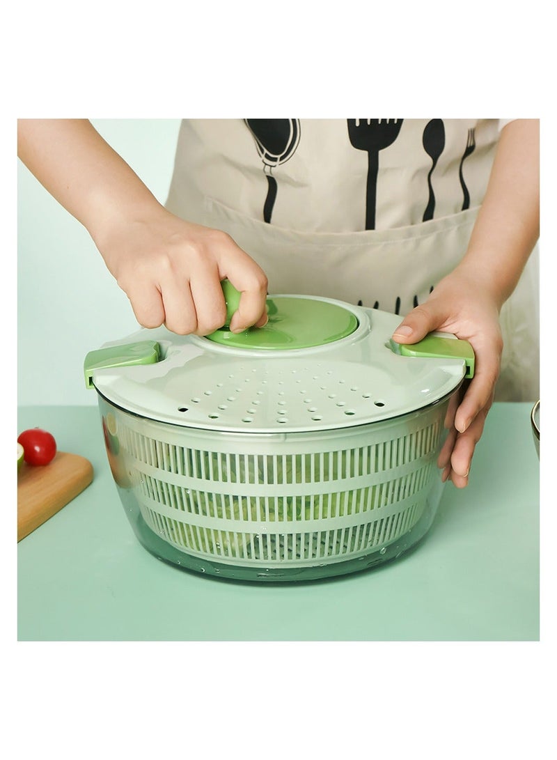 Salad Spinner with Bowl 4.2L Large Vegetable Dryer for Kitchen Salad Washer with Secure Lid Lock Rotary Handle Easy to Clean Fruit and Vegetable Dryer Green