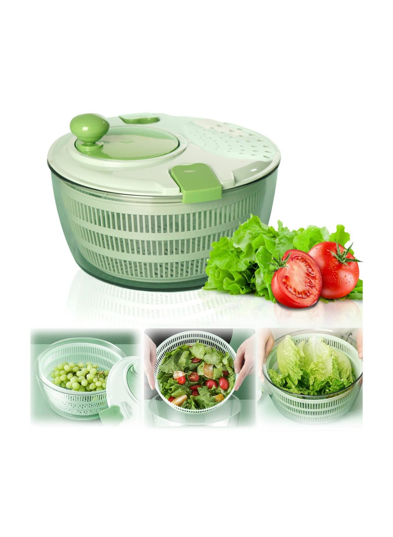 Salad Spinner with Bowl 4.2L Large Vegetable Dryer for Kitchen Salad Washer with Secure Lid Lock Rotary Handle Easy to Clean Fruit and Vegetable Dryer Green