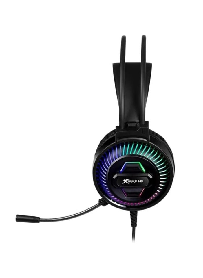 XTRIKE ME GH-510 USB Gaming Headset Stereo Surround Sound With RGB Lighting 50MM Drivers And  Leather Ear Cups