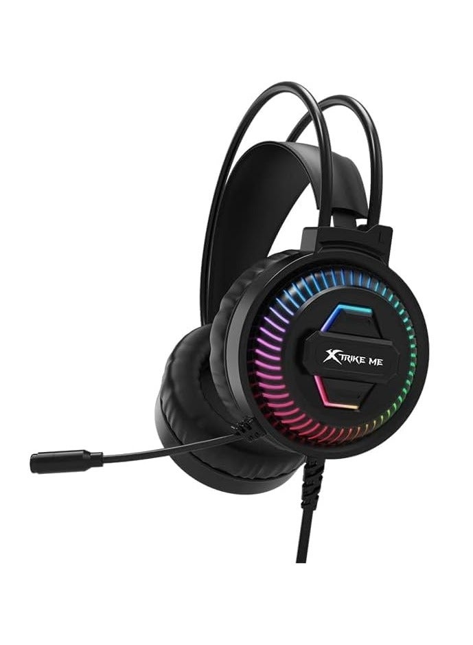 XTRIKE ME GH-510 USB Gaming Headset Stereo Surround Sound With RGB Lighting 50MM Drivers And  Leather Ear Cups