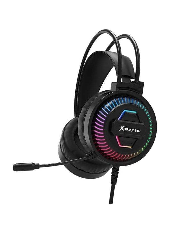 XTRIKE ME GH-510 USB Gaming Headset Stereo Surround Sound With RGB Lighting 50MM Drivers And  Leather Ear Cups