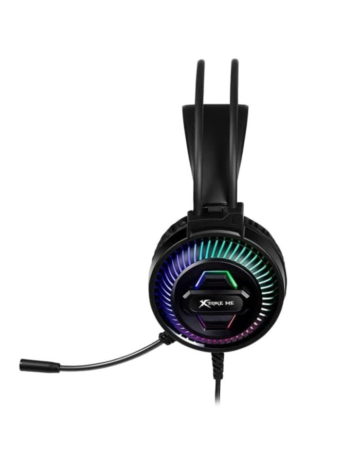 XTRIKE ME GH-510 USB Gaming Headset Stereo Surround Sound With RGB Lighting 50MM Drivers And  Leather Ear Cups