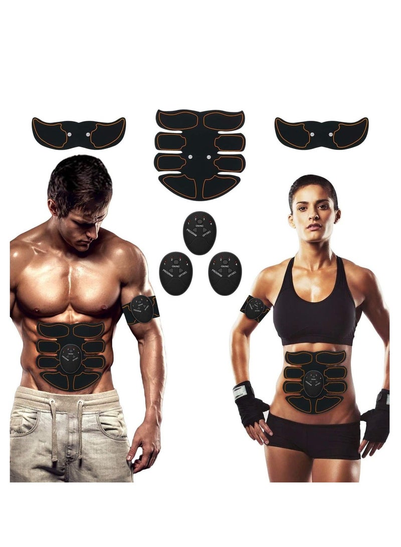 ABS Trainer Muscle Stimulator, EMS Muscle Stimulator with 6 Modes, AAA Battery Powered EMS Abdominal Toning/Waist/Leg/Arm for Men Women Home Body Fitness