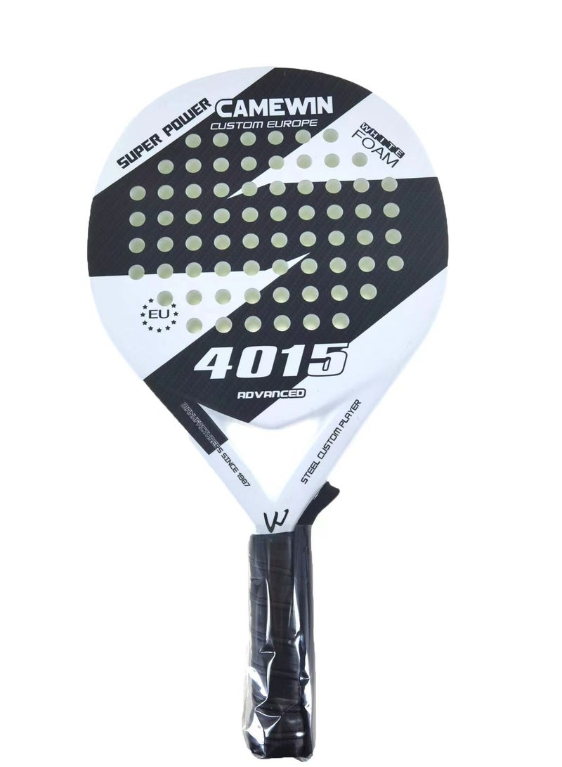 Tennis Racket Carbon Fiber Diamond Shape with Bag Included - White and Black