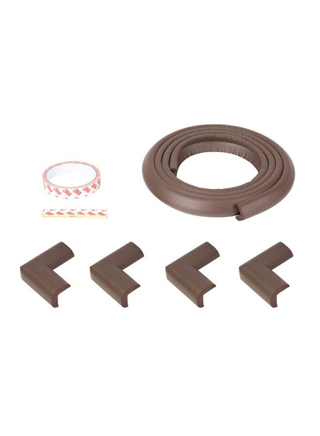 (Set Of 5) Baby Proofing Combo Of L Shaped 2 Mtr Medium Edge Guard With 4 Corner Protectors For Sharp Edges For Babiesd. Brown