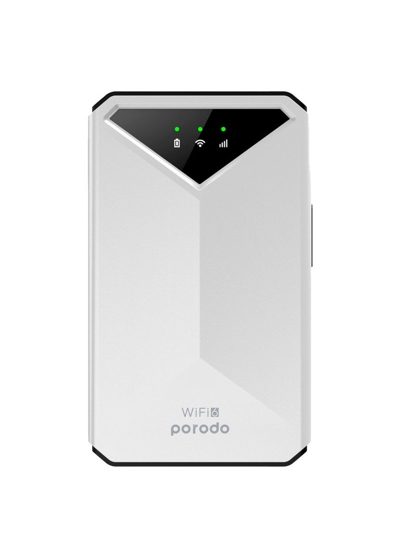 Pocket Router with 4G LTE & Wifi 6 / Nano/Micro Sim /10 Connected Devices / Secure Encryption / 8H Working Time / 2100mAh Battery - White