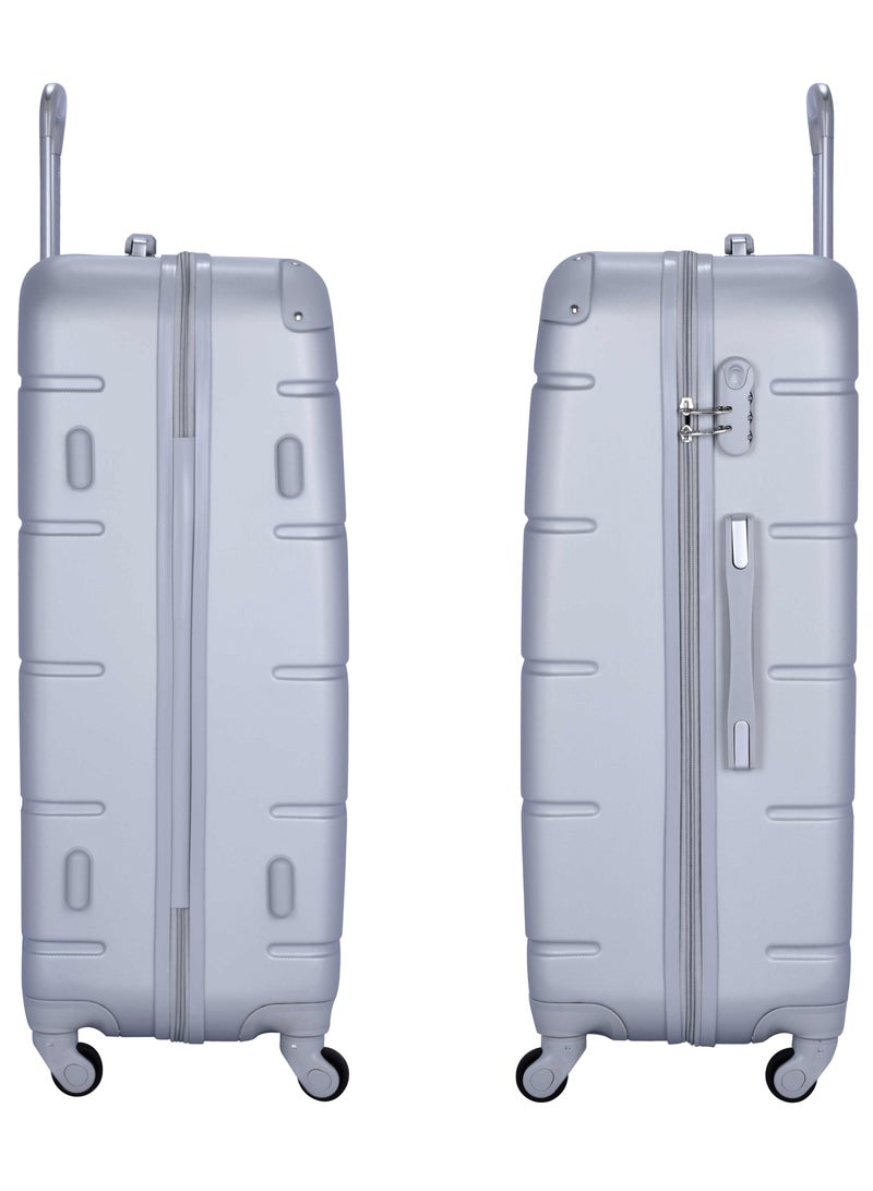 Hard Case Travel Bag Trolley Luggage Set of 3 ABS Lightweight Suitcase with 4 Spinner Wheels A1012 Silver